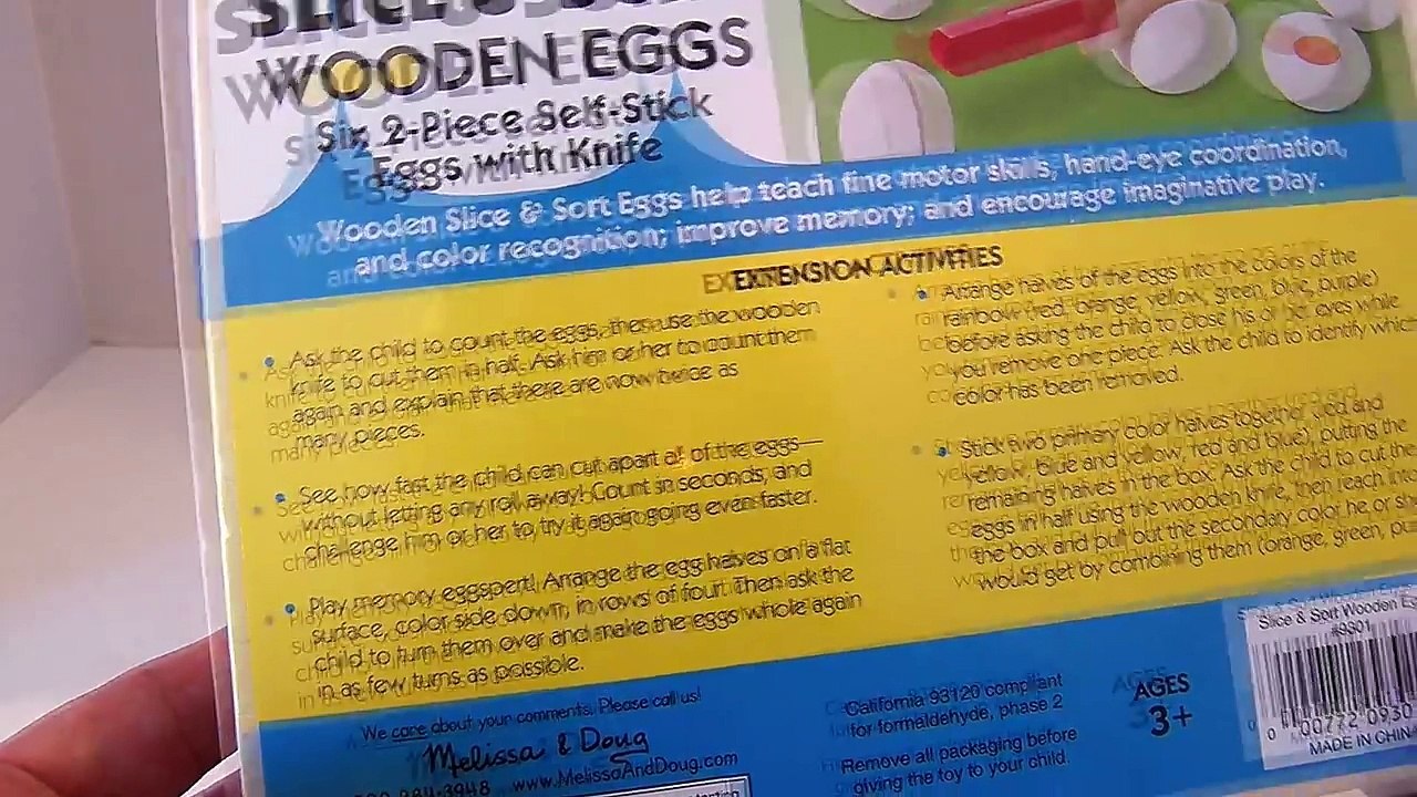 MELISSA & DOUG WOODEN EGG PLAY SET, LEARN COLORS WITH VELCRO CUTTING TOY FOOD-pWTkX5ie0GE