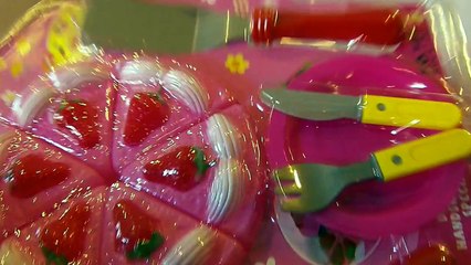 TOY CUTTING VELCRO CAKE STRAWBERRY, & ICE CREAM PLAY SET, LEARN ENGLISH NUMBERS-k6xm4pviV70