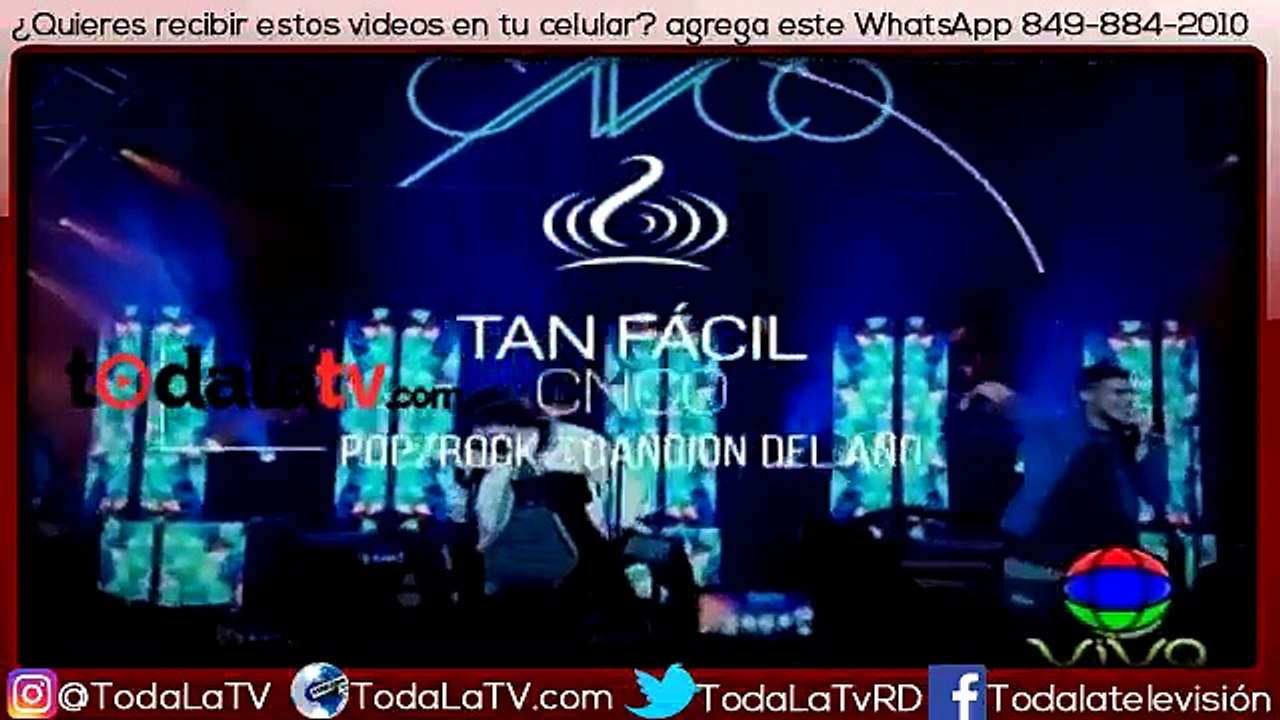 CNCO gana el Premio Lo Nuestro a la canción del año pop rock con 'Tan fácil'?-Premio Lo Nuestro-Video