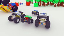 3D Big Monster Truck smash little monster trucks. Police Cars vs Evil Monster Truck _ kids videos-kbMhaUg5Lkw
