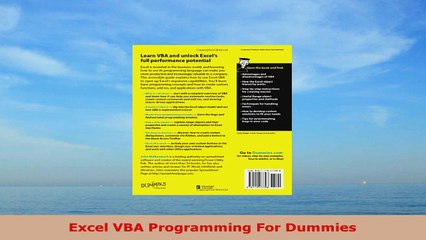 READ ONLINE  Excel VBA Programming For Dummies