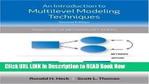 Download Free An Introduction to Multilevel Modeling Techniques (Quantitative Methodology Series)