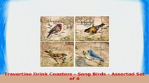 Travertine Drink Coasters  Song Birds  Assorted Set of 4 20111c88