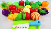 TOY CUTTING Fruits & Veggie Velcro Cooking Playset - Watermelon Grapes Corn Apple