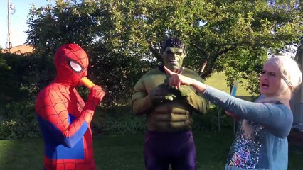 Spiderman Get Hit in the Head w/ GIANT SOCCER BALL! Disney Princesses Frozen Elsa vs Anna