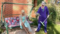 Joker Girl vs Frozen Elsa & Spiderman! w/ Pink Spidergirl, Anna, Maleficent! Funny Superhe