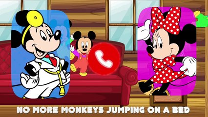 Five Little Crying Mickey Mouse Skeletons Jumping on the Bed