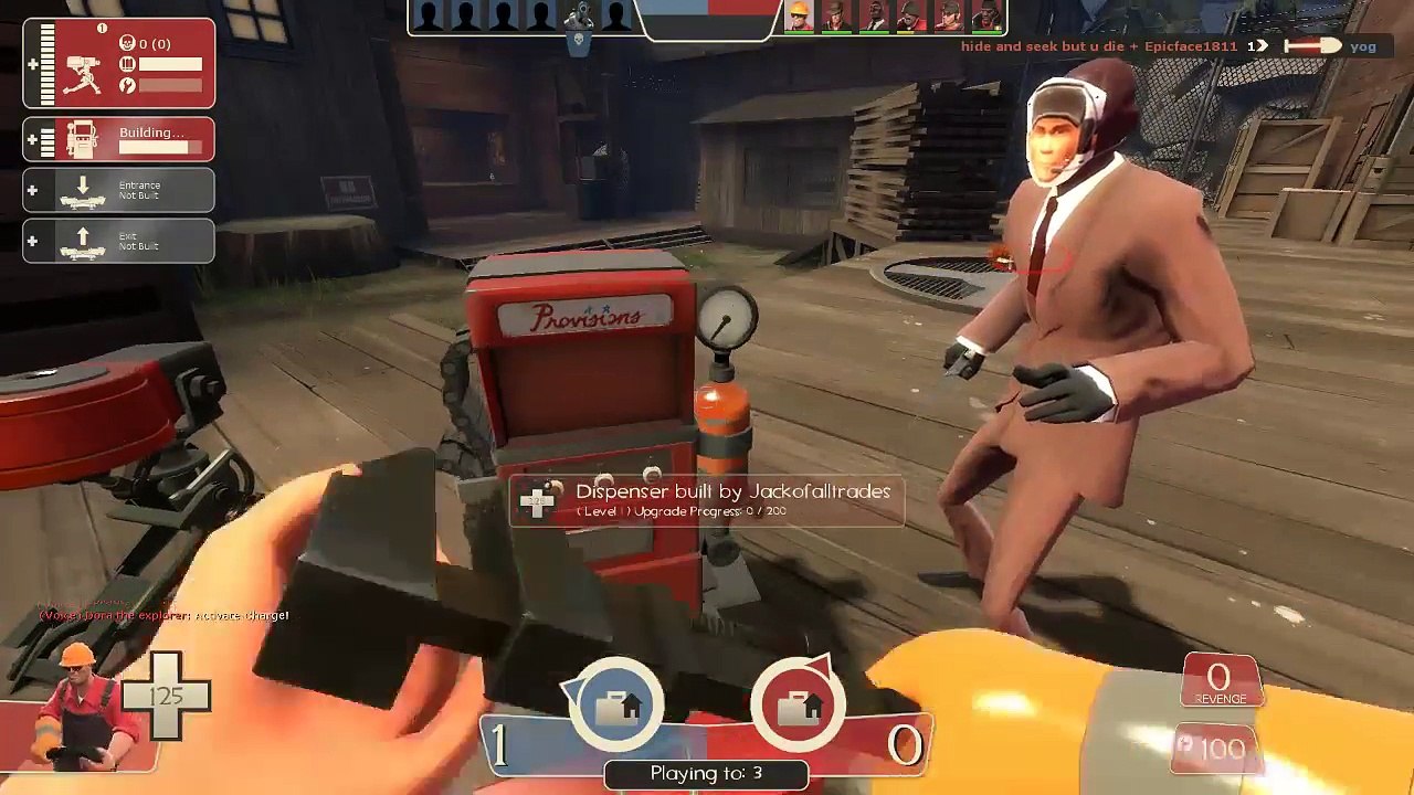Team fortress engineer and pyro playing