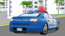 El Coche de Policía es Azul y persecución infantiles - Carritos para niños - Caricatura de carros