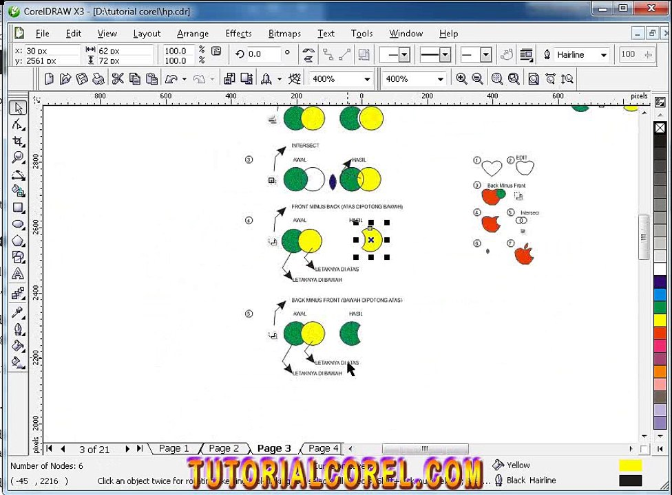 Cara Memotong Menggabungkan Obyek dalam Corel Draw