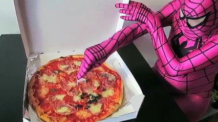 SPIDERMAN vs SPIDERGIRL- PIZZA PRANK WITH SPIDERS - Funny SuperHero Movie in Real Life