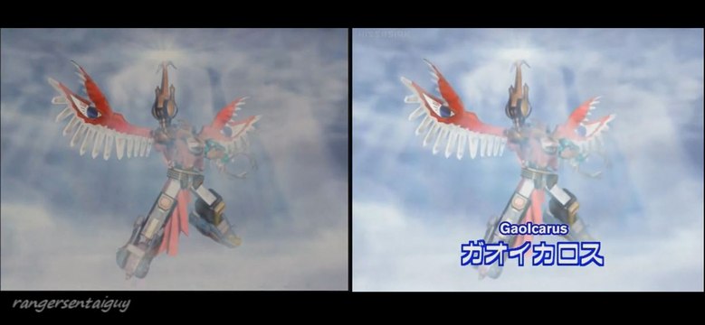 Power Rangers Wild Force Isis Megazord and Animarium Armor Split Screen (PR and Sentai version)