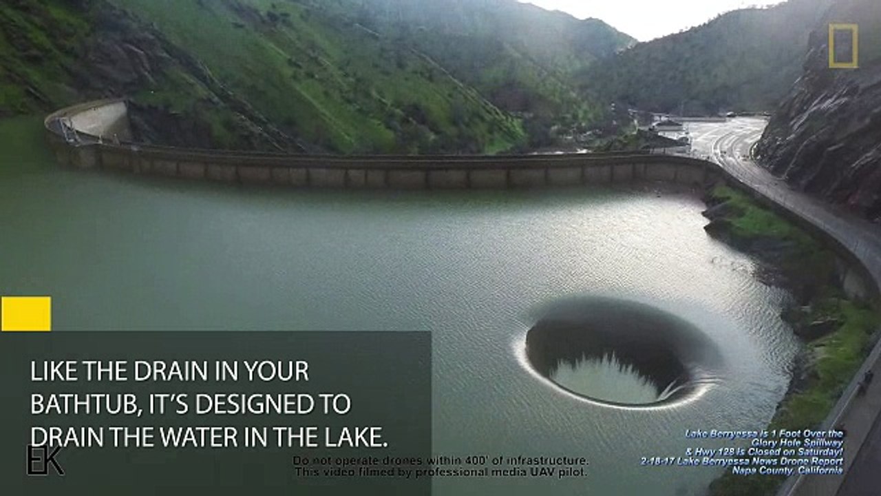 【動画】湖の巨大「ダム穴」、まるで地獄の入口
