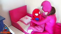 Frozen Elsa Pink Spidergirl with Spiderbaby Twins vs Spiderman - Superhero Fun In Real Lif