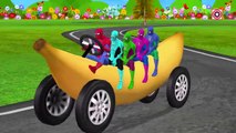Learning Colors - Vehicle Color Banana Car Spiderman & More Superheroes | Nursery Rhymes C