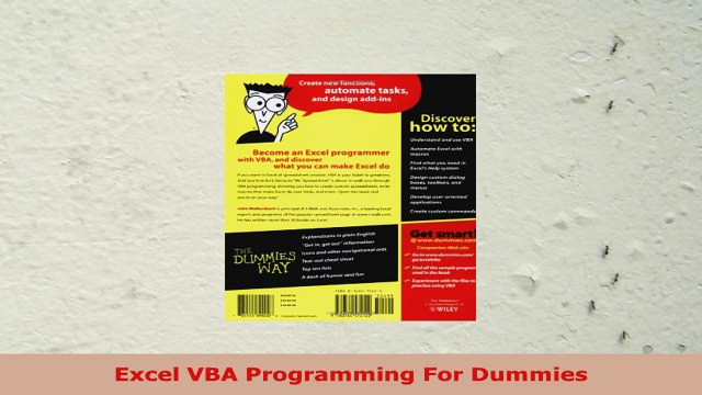 READ ONLINE Excel VBA Programming For Dummies