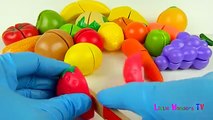 Learn names of fruits and vegetables with toy velcro cutting fruits and vegetables esl asmr