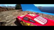Disney pixar car Lightning McQueen VS Miki Maus motorcycle Jumps Big Ramp Project 1 by one