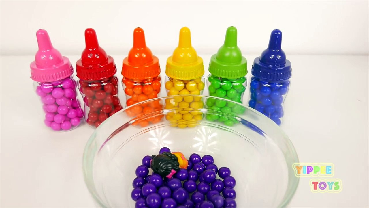 LEARN COLORS Baby Bottle & Toilet SLIME Surprise Toys Shopkins Minecraft Disney Toys!