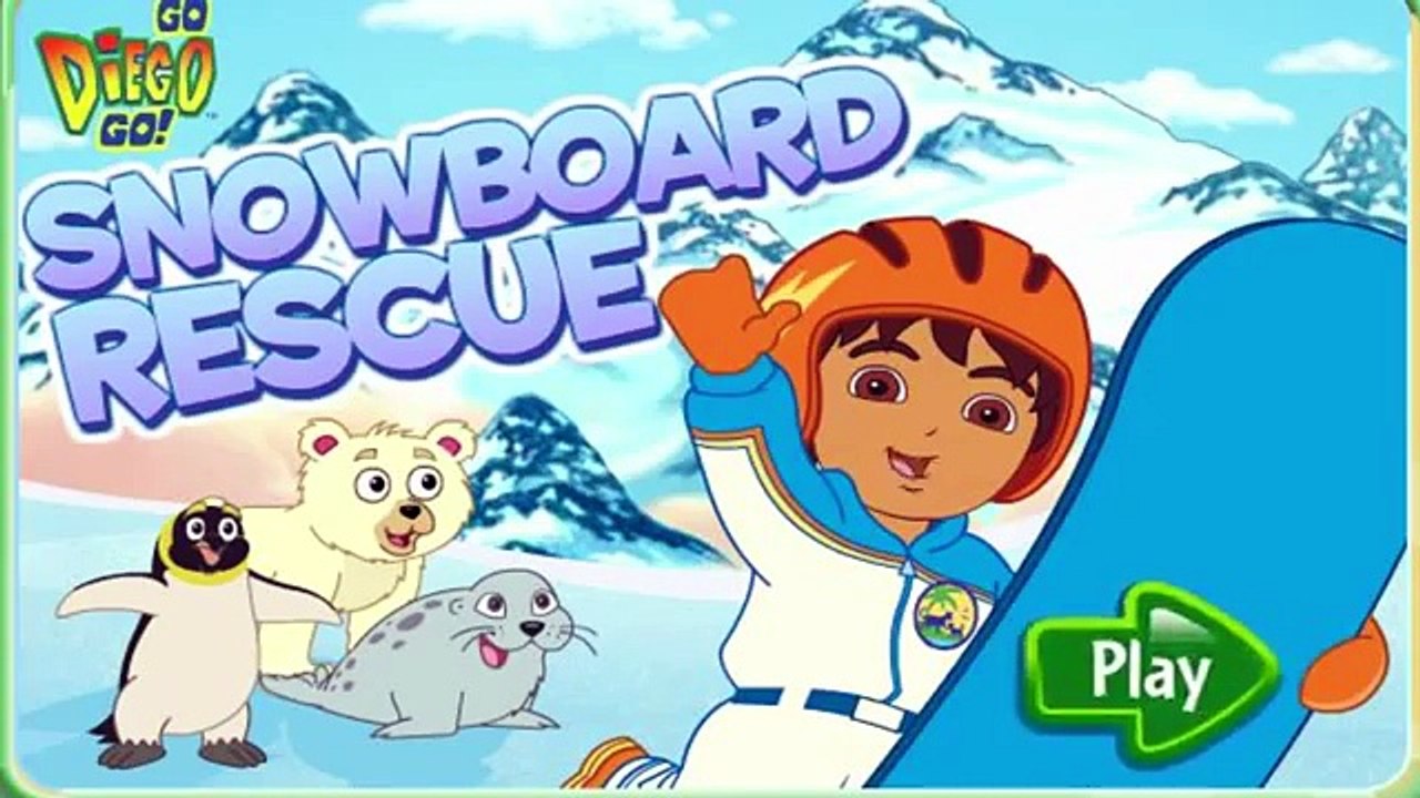 GO DIEGO GO VIDEO GAMES - SNOWBOARD RESCUE & UNDERWATER ADVENTURE NICK JR FUN GAMES