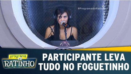 Participante leva tudo no foguetinho e se emociona