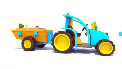 Dessin animé éducatif avec Voitures: TRACTEUR et les FRUITS. Apprendrelesfruits