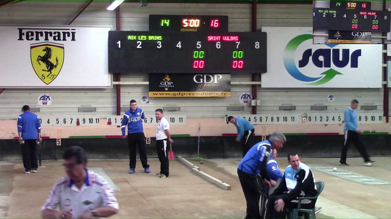 Troisième tour, tir rapide double,  demi-finale aller, Aix-les-Bains contre Saint-Vulbas, Sport Boules, saison 2016/2017