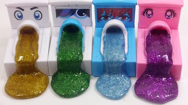 DIY How To Make Colors Glitter Slime Poop Japanese Toilet Learn Colors Slime Clay Icecream