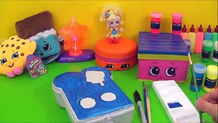 DIY Shopkins Mystery Edition 2 NEON Shopkins Storage! #SPKWhatsInside DIY Paint Craft Toy