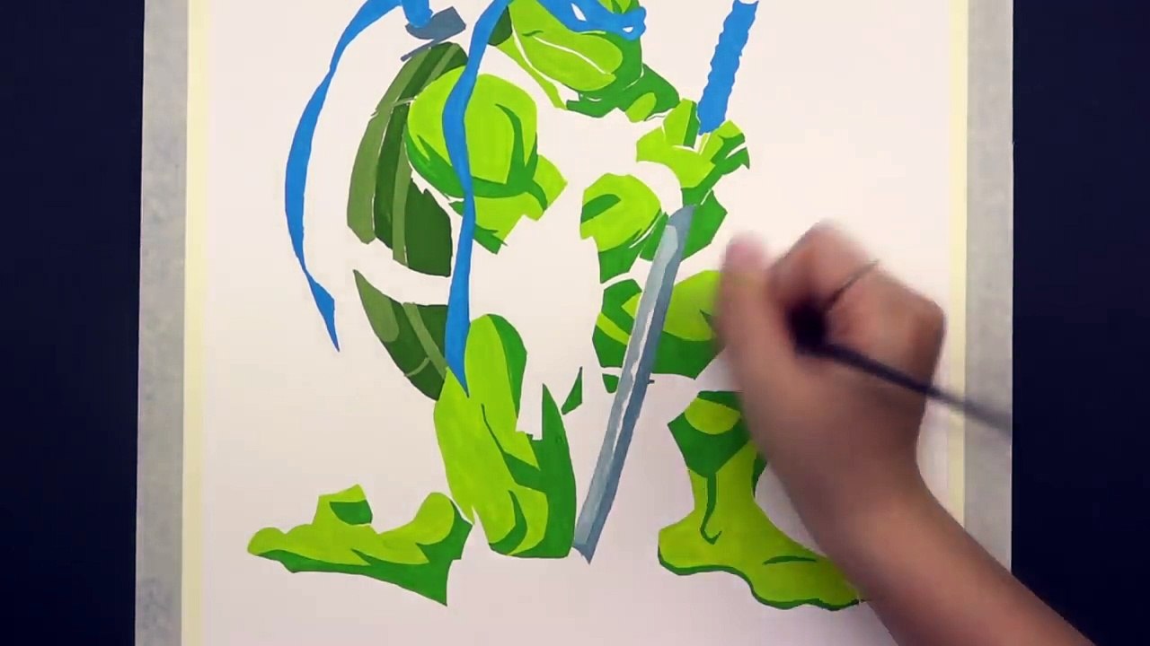 SPEED DRAWING LEONARDO - Teenage Mutant Ninja Turtle Watercolor Painting