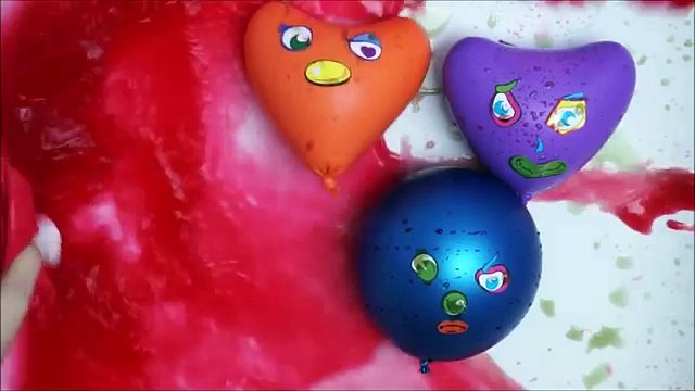 5 Faces Wet Balloons Compilation - Funny Hearts Water Balloon Finger Song - Learn colours