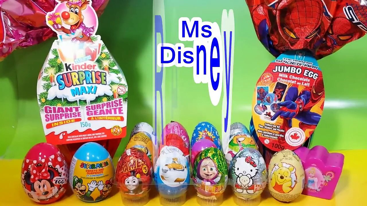 Maxi Kinder Surprise egg Jumbo Spider Man Disney Frozen Thomas Train Cars Hello kitty Dora Barbie