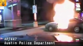 Police Car chase Dashcam footage of car explosion, Texas