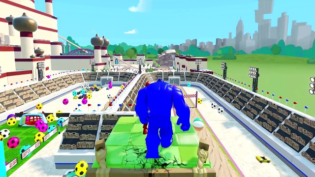 BLUE HULK SMASH COLORS BALLS w/ Mickey Mouse Spiderman & Fun w/ McQueen Cars + Nursery Rhy