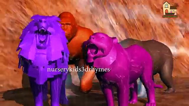 Color Song | Colours Dinosaurs Gorilla Tiger Lion Rhymes For Children | 3D Colour Animals
