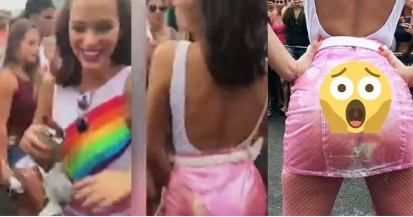 Marquezine vai a bloco de saia transparente, dá reboladinha e mostra demais