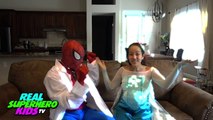 BABY SPIDEY vs BABY PINK SPIDERGIRL vs Spiderman vs Pregnant Frozen Elsa Superhero Fun IRL