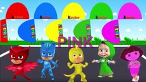 Colors for Children to Learn with Owlette, Catboy, Gekko, Masha, Dora with Surprise Eggs