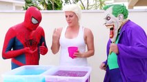Frozen Elsa & Spiderman GROSS GELLI BAFF TOY CHALLENGE vs Joker - Superhero Fun in Real Life IRL  -)-FNRq7zA