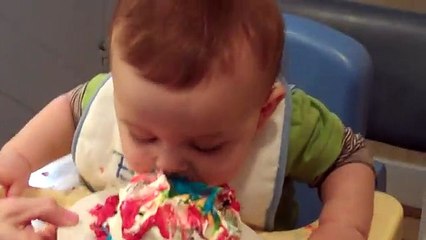 Baby Ben Eating Cake on his 1st Birthday