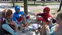 Spiderman,Frozen Elsa, Maleficent eat McDonalds | Superheroes in Real Life from SuperHero