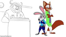 Zootopia Fox Nick Wilde Judy Hopps Chief Bogo Zootropolis Disney Coloring Page!