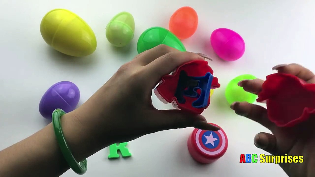 ABC SURPRISE EGGS Learn to spell color red Disney Car Toys Lightning Mcqueen Thomas Train Spiderman
