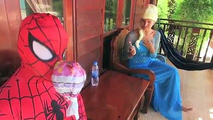 Frozen Elsa POO COLORED BALLS with Spiderman vs Joker Prank Superheroes Fun in Real Life
