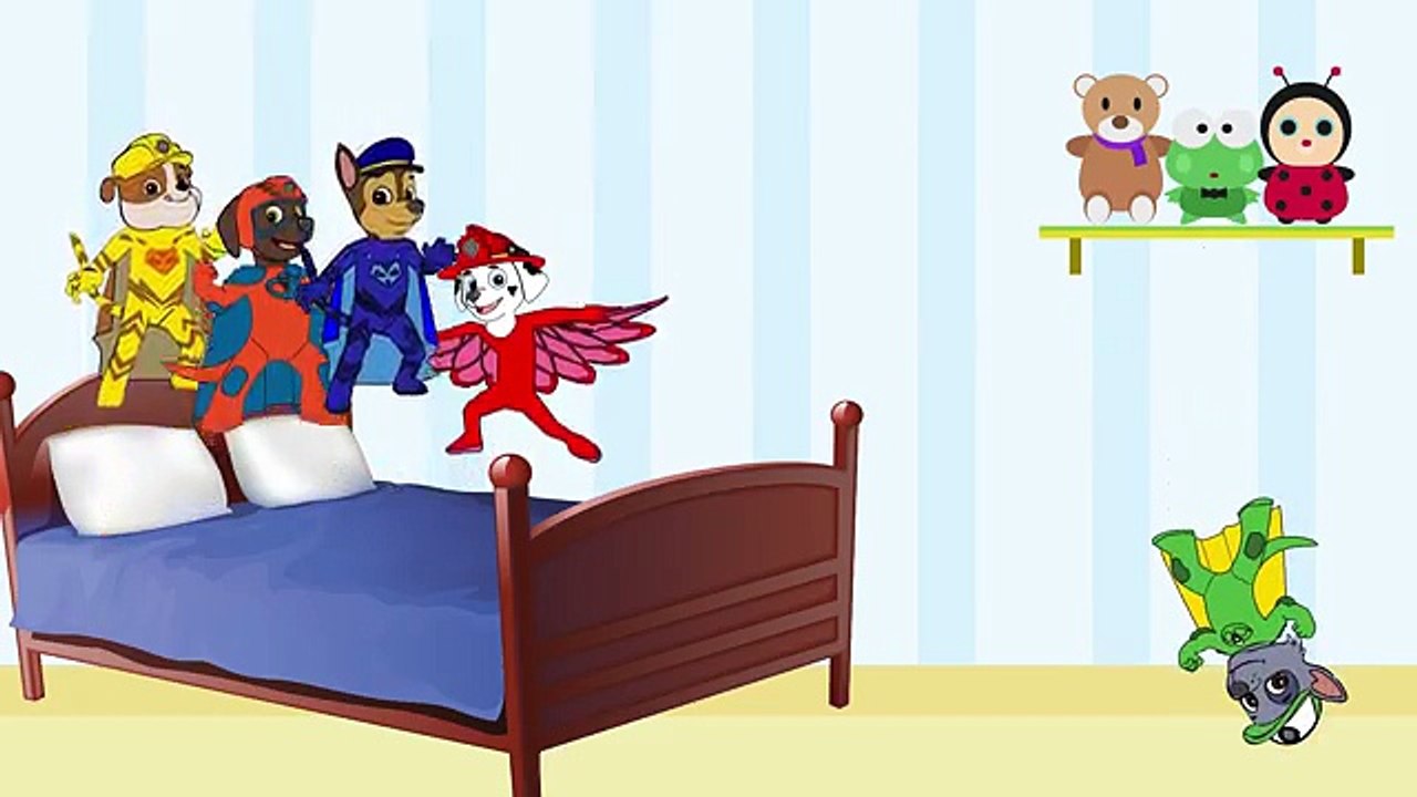 PJ MASKS PAW PATROL Five Little Monkeys Jumping on the Bed + Wheels on The Bus and Learnin