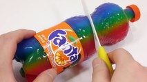 DIY How To Make Colors Fanta Bottle Gummy Pudding Jelly Learn Colors Glitter Slime Clay
