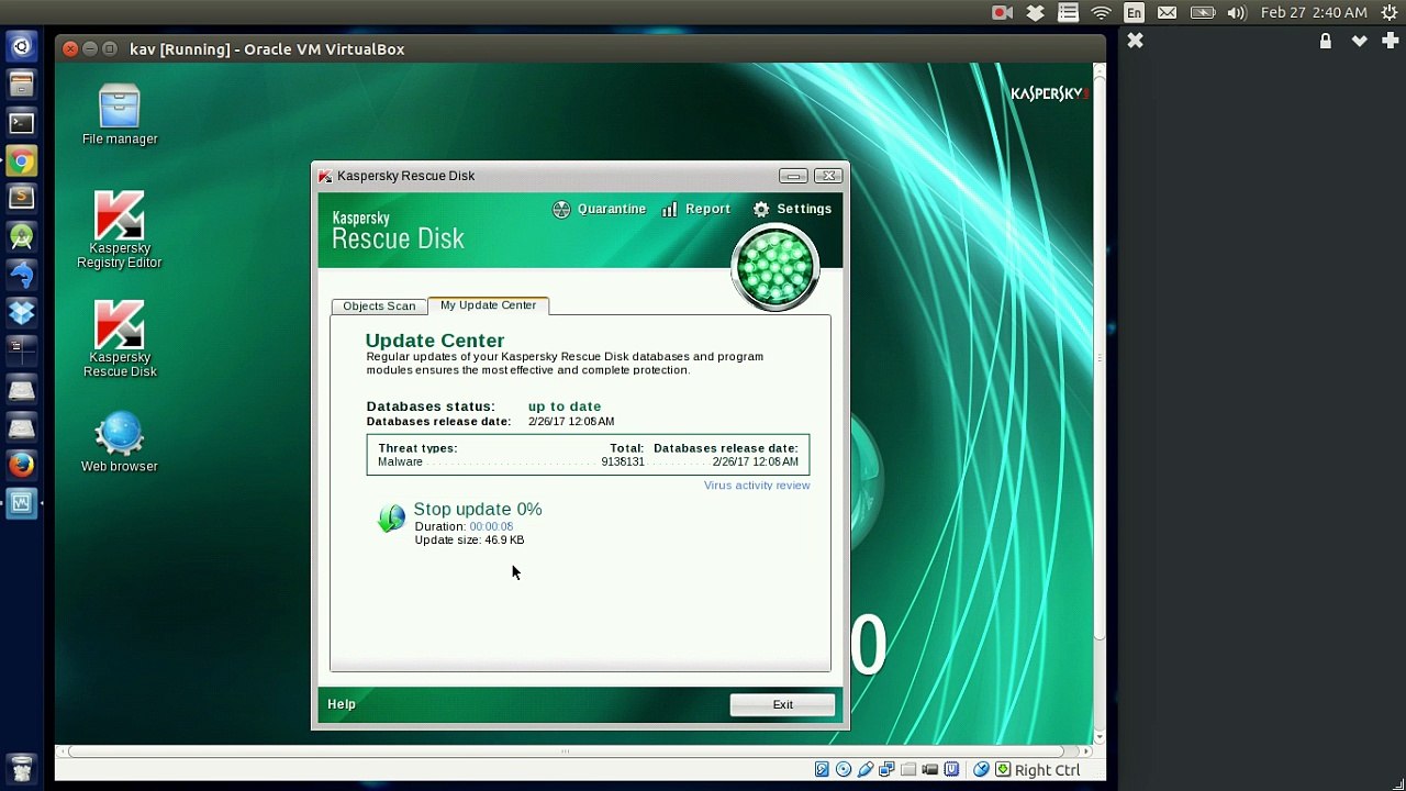 kaspersky operating system on virtual machine