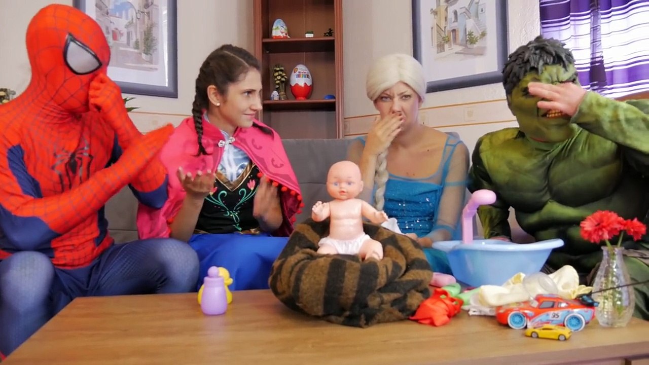 ELSA vs Baby POOP! w/ Spiderman Frozen Anna Frozen Elsa Joker Hulk Witch Superhero on Real Life