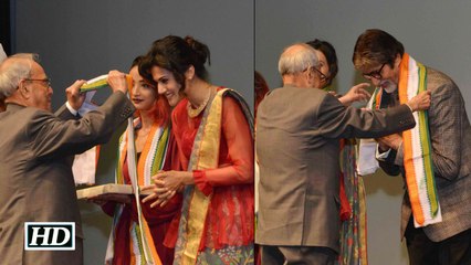 Big B, Taapsee felicitate by President Pranab Mukherjee | PINK Screening