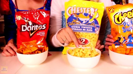 Frozen Elsa and Anna CHIPS CHALLENGE! w- Spiderman Joker Snow White Spidergirl Fun In Real Life